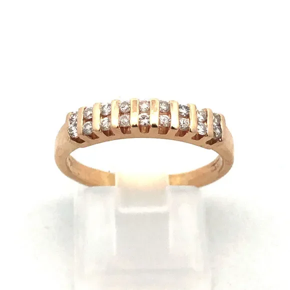 14K Yellow Gold Round Diamond Channel Set Anniversary Band Ring
